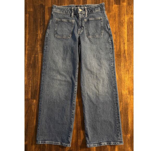 J Crew Women’s 27 x 27 Jeans Curvy Full Length Wide Leg Denim High Rise Petite - Picture 1 of 10